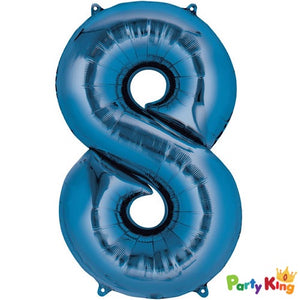 Bright Blue “8” Numeral Foil Balloon 86cm (34”)