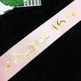 Sweet 16th Sash White Gold