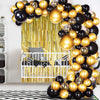 Balloon Garland DIY Kit Set Black Gold with Tinsel Backdrop