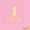 1st Birthday Pink Beverage Napkins Hot-stamped