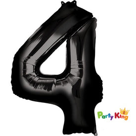 Black “4” Numeral Foil Balloon 86cm (34”)
