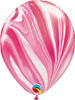 Qualatex Red & White SuperAgate 11” Latex Balloon