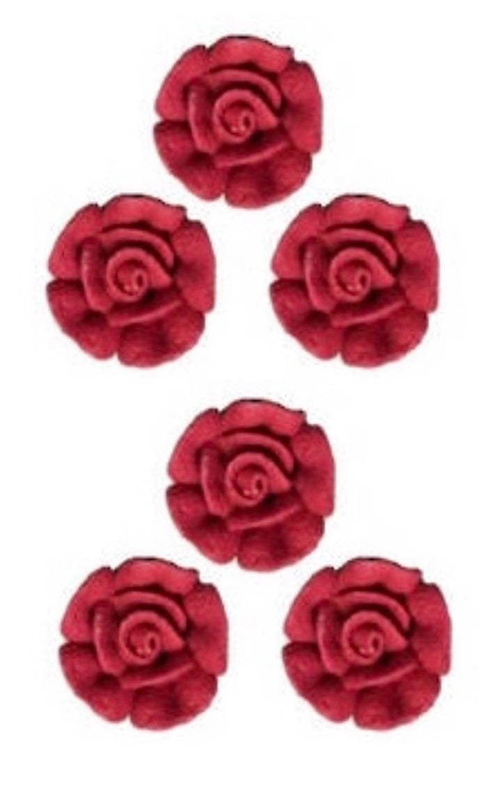 Edible sugar icing red roses 10mm