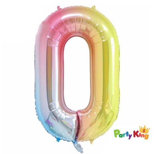 Pastel Rainbow “0” Numeral Foil Balloon 86cm (34”)