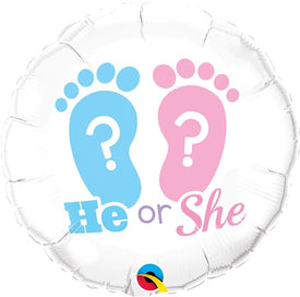 He or She? Footprints Foil Balloon