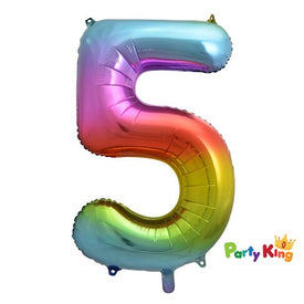 Bright Rainbow “5” Numeral Foil Balloon 86cm (34”)