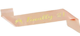 Finally 21st Sash Peach Gold 