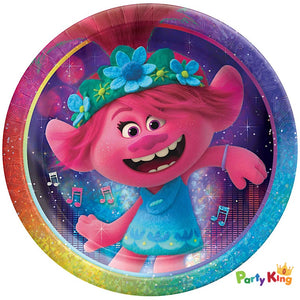 Trolls World Tour 23cm Round Prismatic Paper Dinner Plates