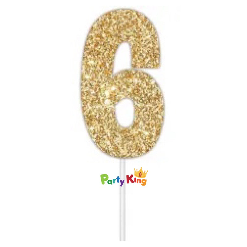 Glitter Cake Topper Gold No.6