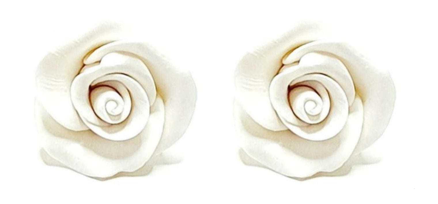Edible sugar icing white roses 30mm