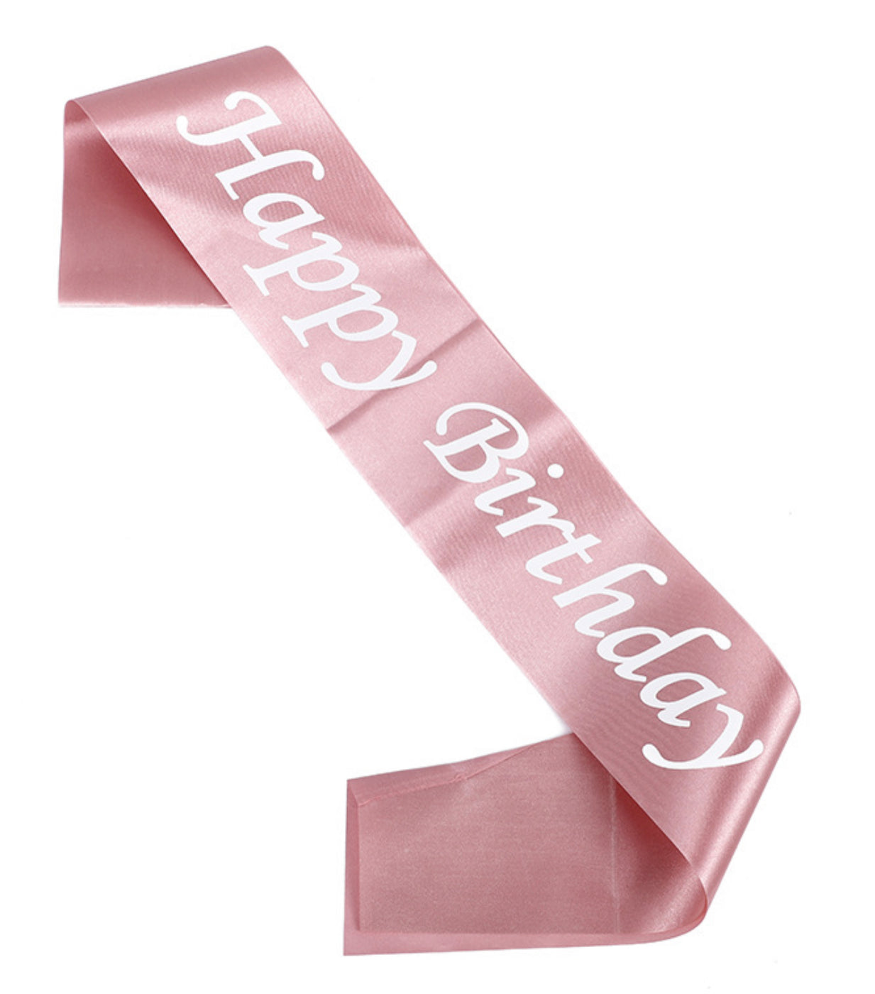Happy Birthday Sash Rose Gold With White Writing