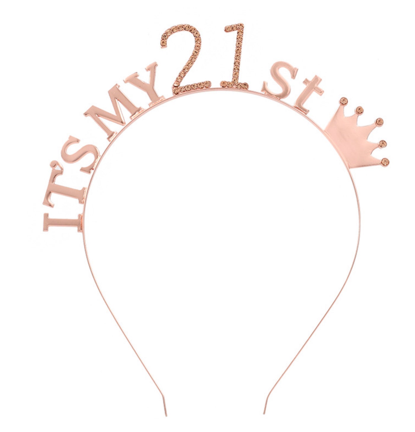 21st Headband Rose Gold With Rhinestone