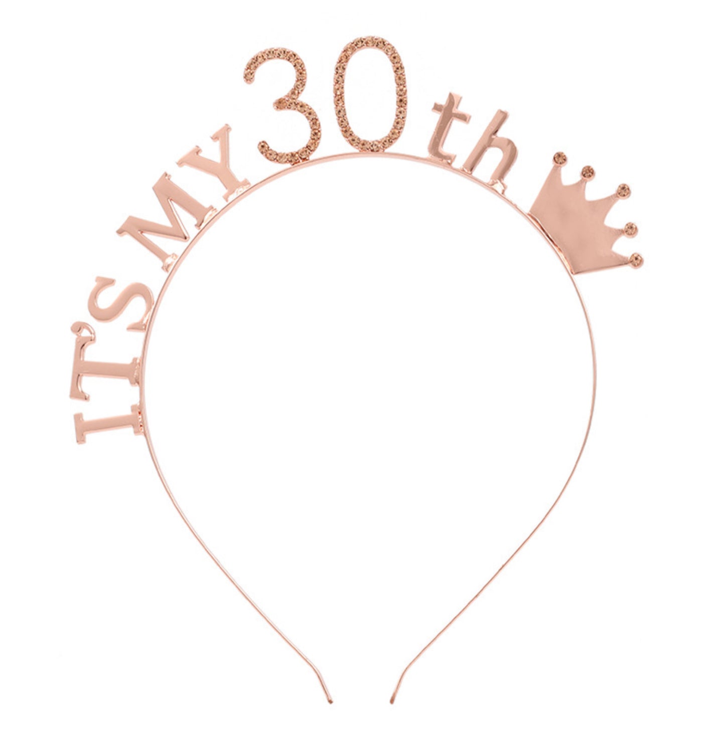 30th Headband Rose Gold With Rhinestone Party Supplies NZ