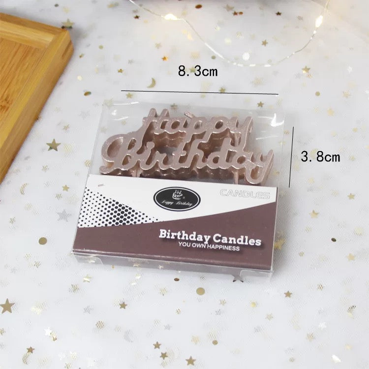 Metallic Happy Birthday Rose Gold Candle