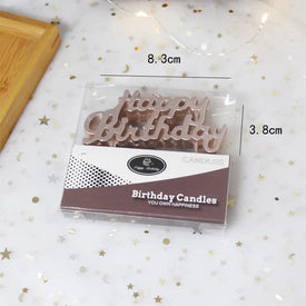 Metallic Happy Birthday Rose Gold Candle