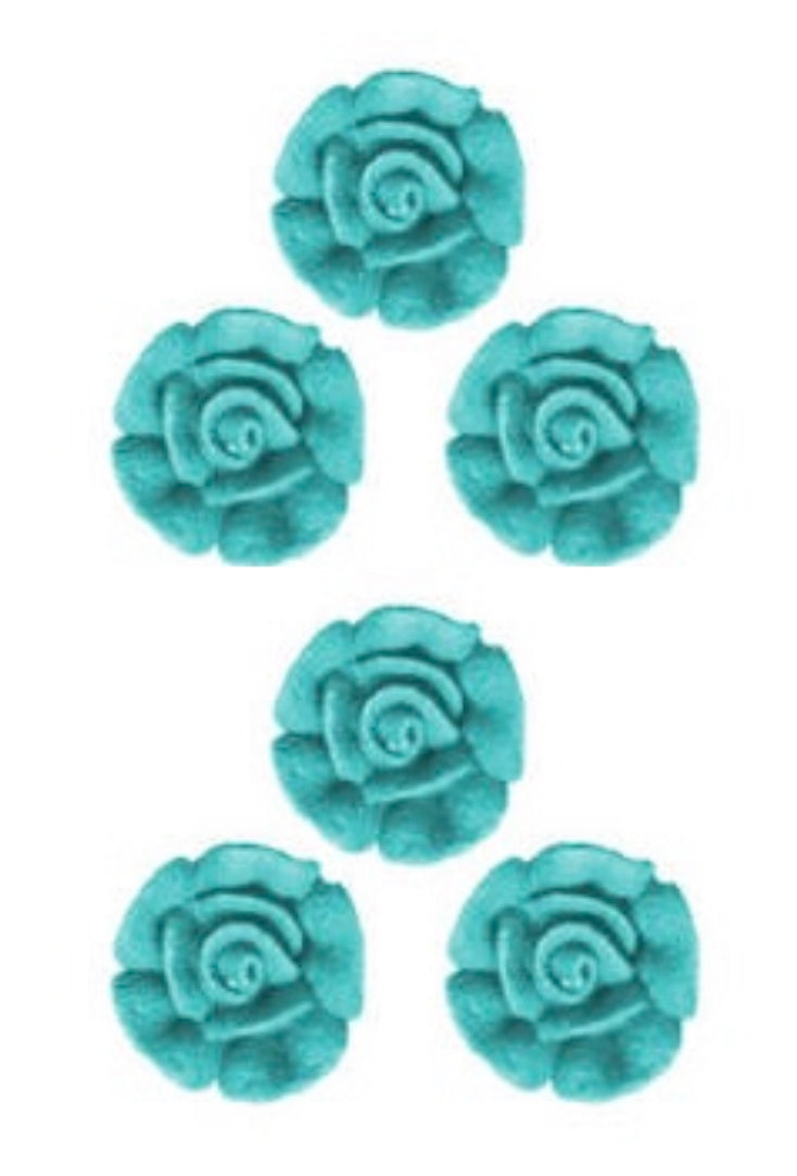 Edible Sugar Icing Blue Rosses 10mm