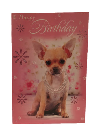 Image of Happy Birthday Puppy With Pearl Necklace