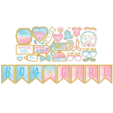Image of Gender Reveal Selfie Scene Photo Props & Banner