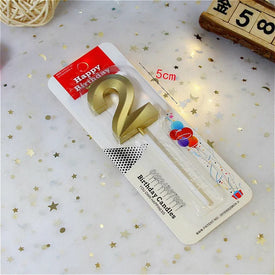 Metallic Number 2 Gold Candle