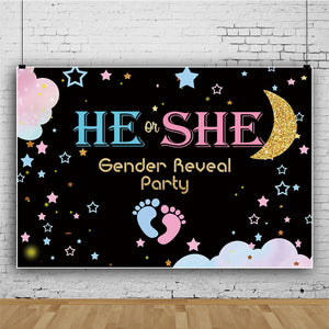 Gender Reveal Backdrop - Glitter Gold Moon