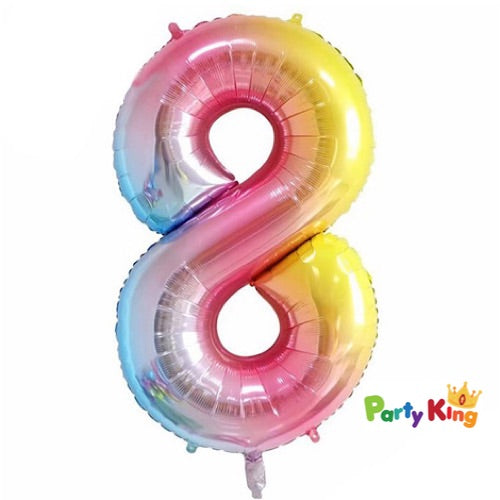 Pastel Rainbow “8” Numeral Foil Balloon 86cm (34”)