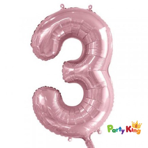 Pastel Pink “3” Numeral Foil Balloon 86cm (34”)