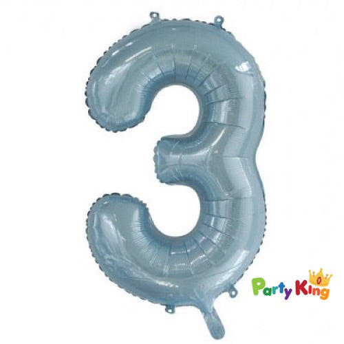 Pastel Blue “3” Numeral Foil Balloon 86cm (34”)