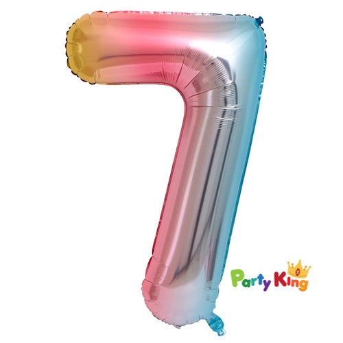 Pastel Rainbow “7” Numeral Foil Balloon 86cm (34”)