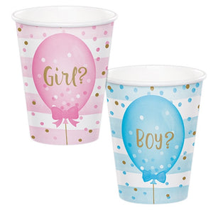 Gender Reveal Balloons Paper Cups 2-sided Design