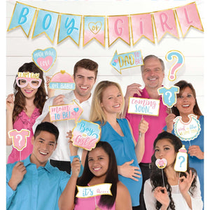 Gender Reveal Selfie Scene Photo Props & Banner