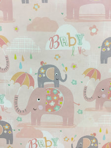 Folded Wrap - Elephants Pink Baby 