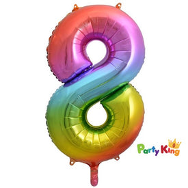 Bright Rainbow “8” Numeral Foil Balloon 86cm (34”)