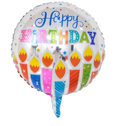 45cm (18") Round Foil Balloon - Happy Birthday Candles